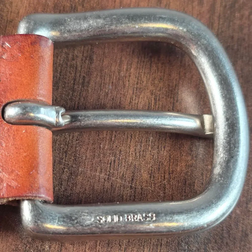 Vintage Fossil Multicolor Leather Link Belt Brass Buckle Boho Western 44
